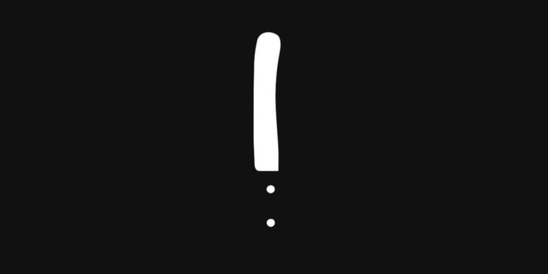 Stichting Perdu - White logo on black background. The white logo is an exclamation mark that resembles the handle of a knife.